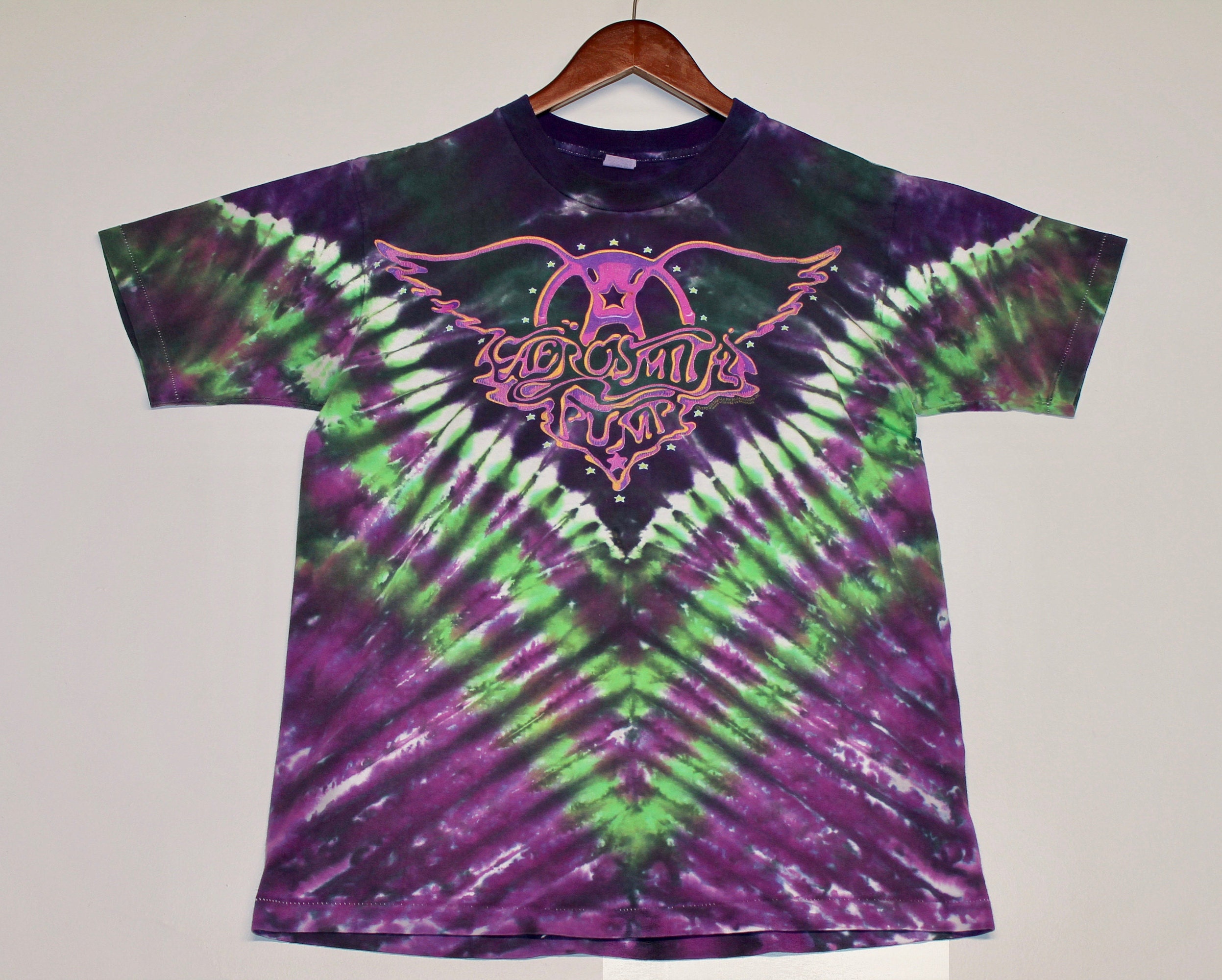 M/L * vtg 1990 Aerosmith pump tie dye t shirt * medium large * 9.146
