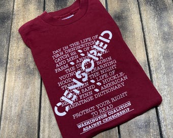 XXS vintage 80s Anti Censorship t shirt * Banned Books Washington Coalition Against 2XS