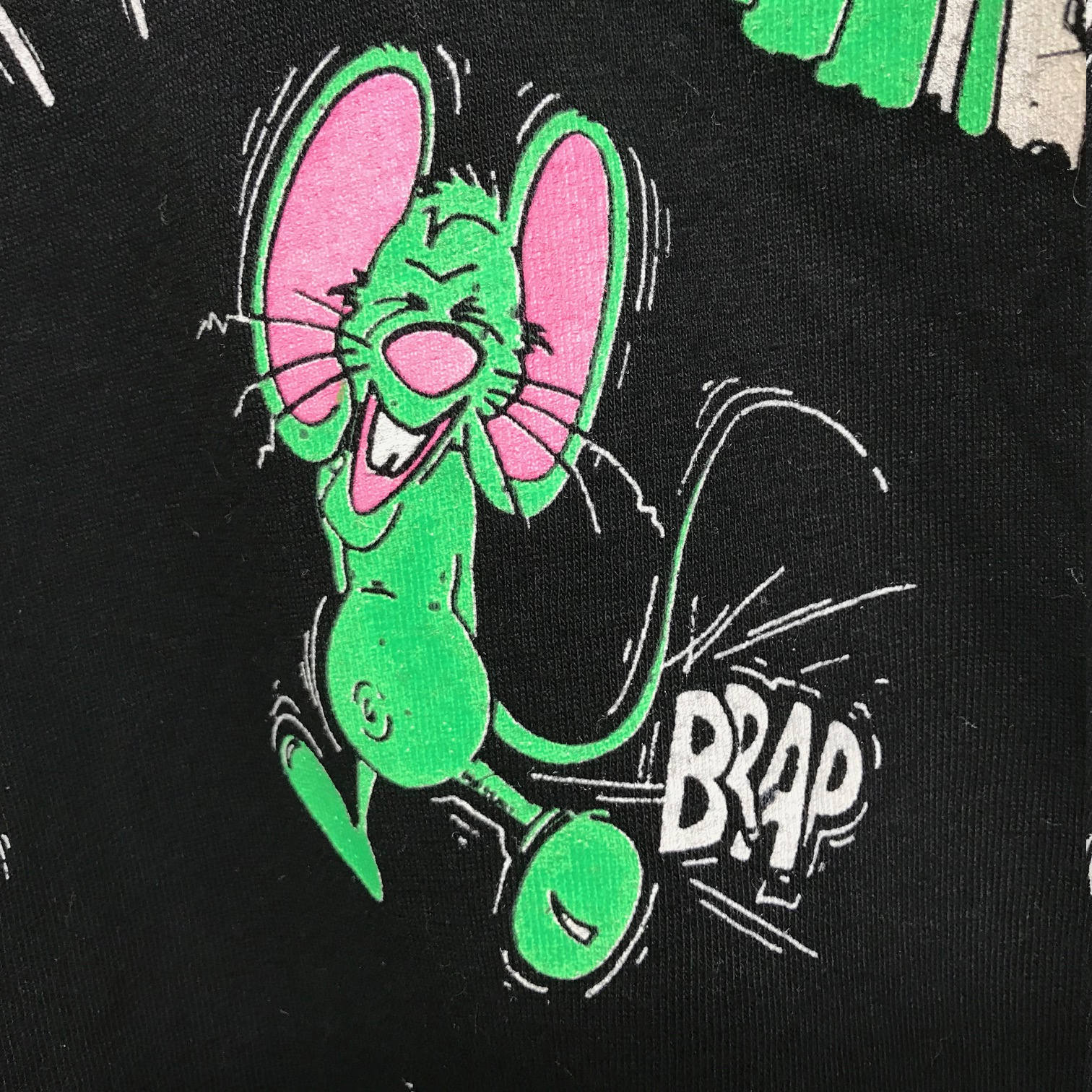 L/XL nos vintage 90s neon All over print FART mouse t shirt