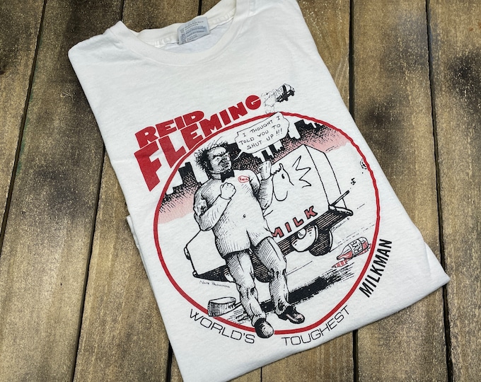 M * vintage 80s Reid Fleming World's Toughest Milkman t shirt * comic lowbrow art crumb underground comix