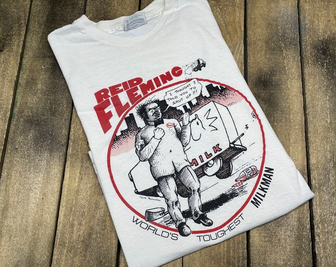 M * vintage 80s Reid Fleming World's Toughest Milkman t shirt * comic lowbrow art crumb underground comix