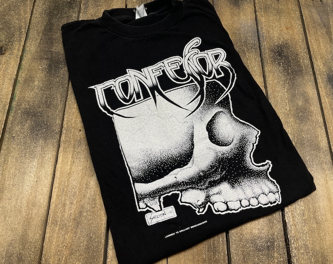 XL vintage 90s CONFESSOR 1992 Euro tour t shirt * condemned doom metal Gods Of Grind * 78.146