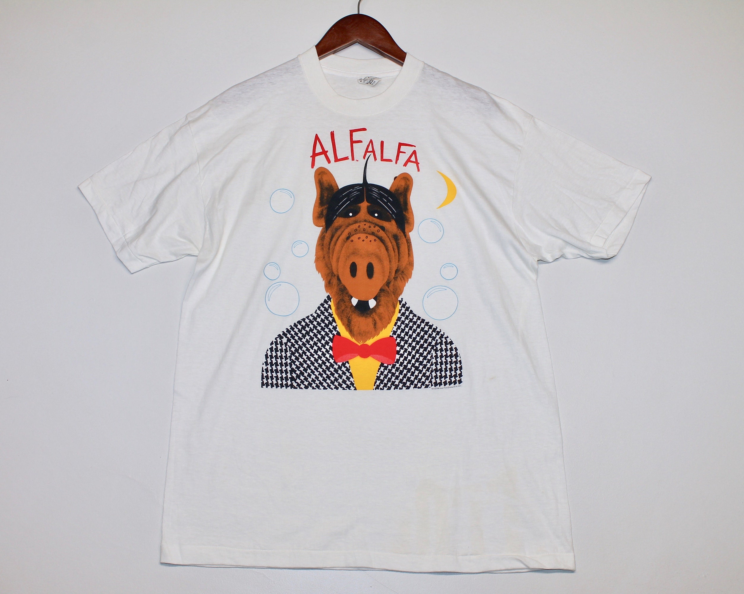 L * NOS thin vtg 80s 1987 Alf alfa stanley desantis t shirt * tv