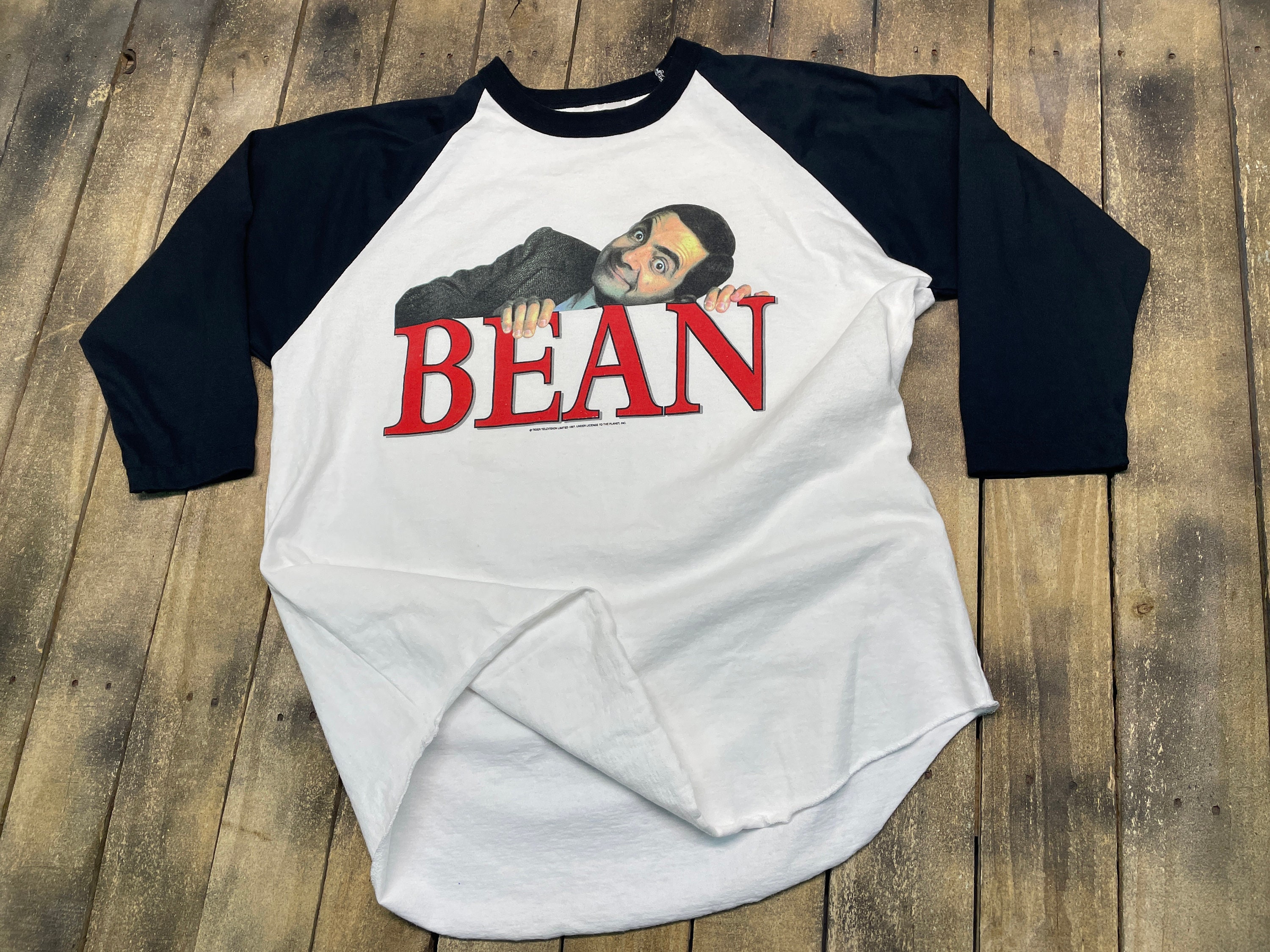 XL * vintage 90s 1997 Mr Bean movie raglan t shirt * 56.165