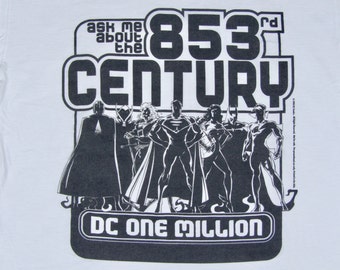 XL * vintage 90s 1998 promo DC Comics on million 853rd Century t shirt * comic book