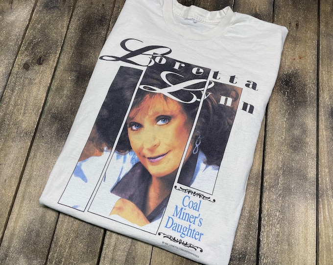 L * vintage 90s 1995 Loretta Lynn coal miners daughter t shirt * classic country * 13.171
