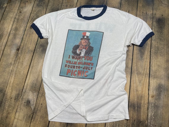 M * Vintage 80s 1983 Willie Nelson Picnic T Shirt * Concert