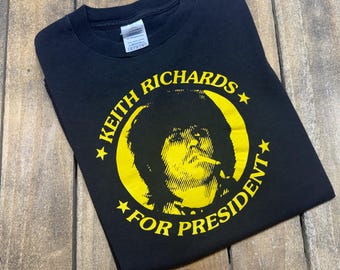 M * vintage y2k Keith Richards For President t shirt * rolling stones