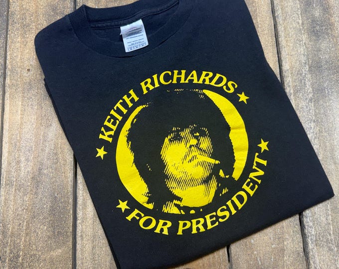 M * vintage y2k Keith Richards For President t shirt * rolling stones