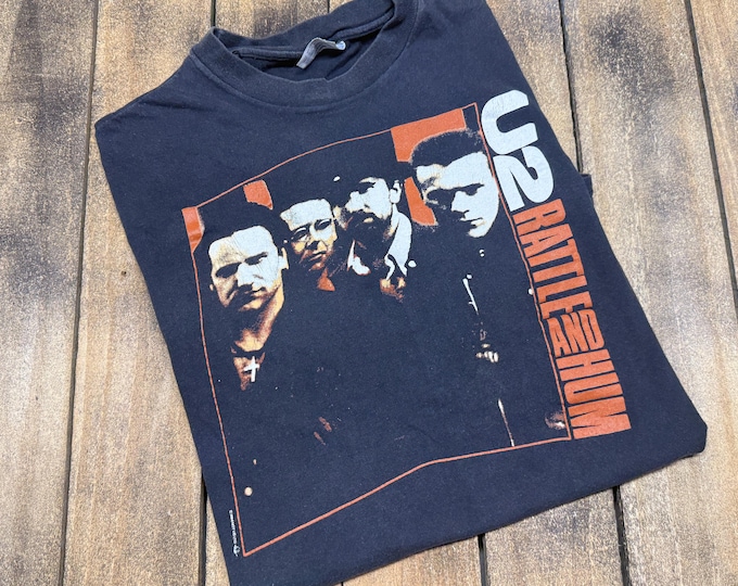 M vintage 1988 U2 rattle and hum t shirt * movie tour concert band tee 80s