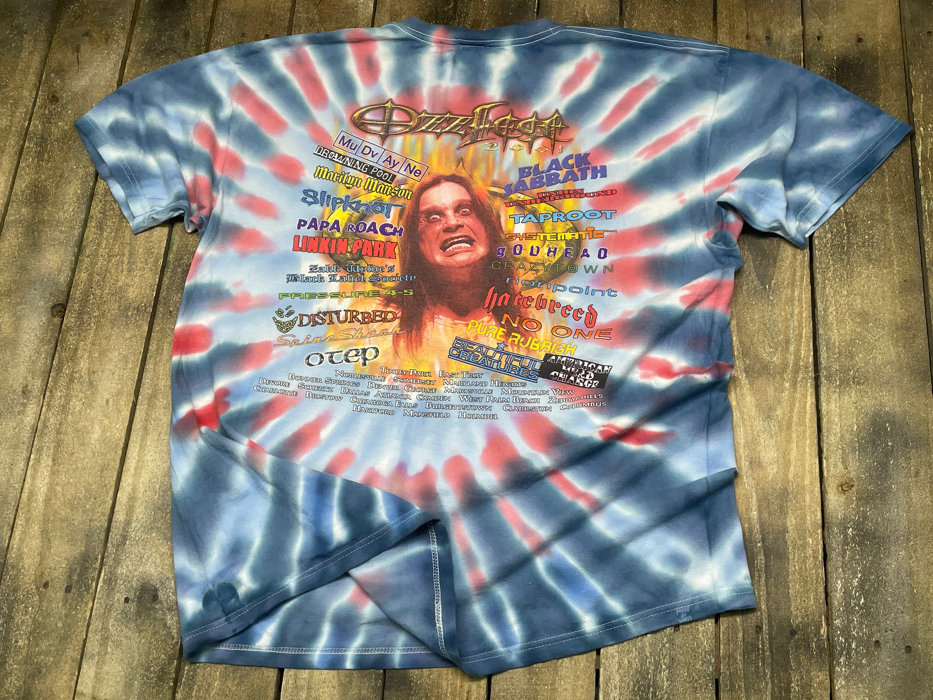 XL Vintage Ozzfest 2001 Tie Dye Tour T Shirt * Ozzy Osbourne XL Vintage Ozzfest 2001 Tie Dye Tour T Shirt * Ozzy Osbourne