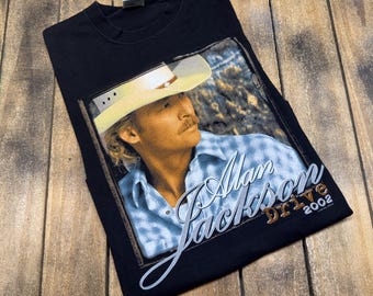 L * vintage 2002 Alan Jackson t shirt * concert tour country music
