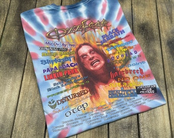 XL vintage Ozzfest 2001 tie dye tour t shirt * ozzy osbourne black sabbath slipknot marilyn manson linkin park mudvayne