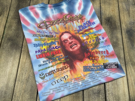 XL Vintage Ozzfest 2001 Tie Dye Tour T Shirt * Ozzy Osbourne