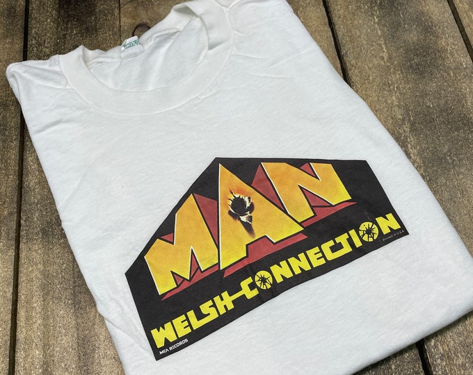 S * vintage 70s 1976 MAN Welsh Connection mca records promo t shirt * psych prog classic rock * 35.142