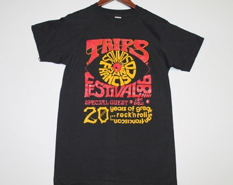 S * NOS vtg 80s 1986 Trips Festival sounds of san francisco concert t shirt * 42.201 acid lsd psychedelic drugs tour