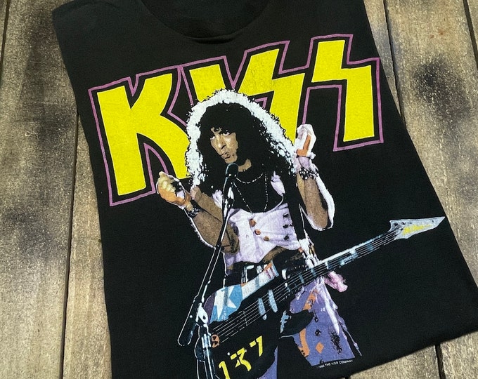 M * thin vintage 80s 1988 KISS Paul Stanley sex t shirt * concert tour band * 17.197