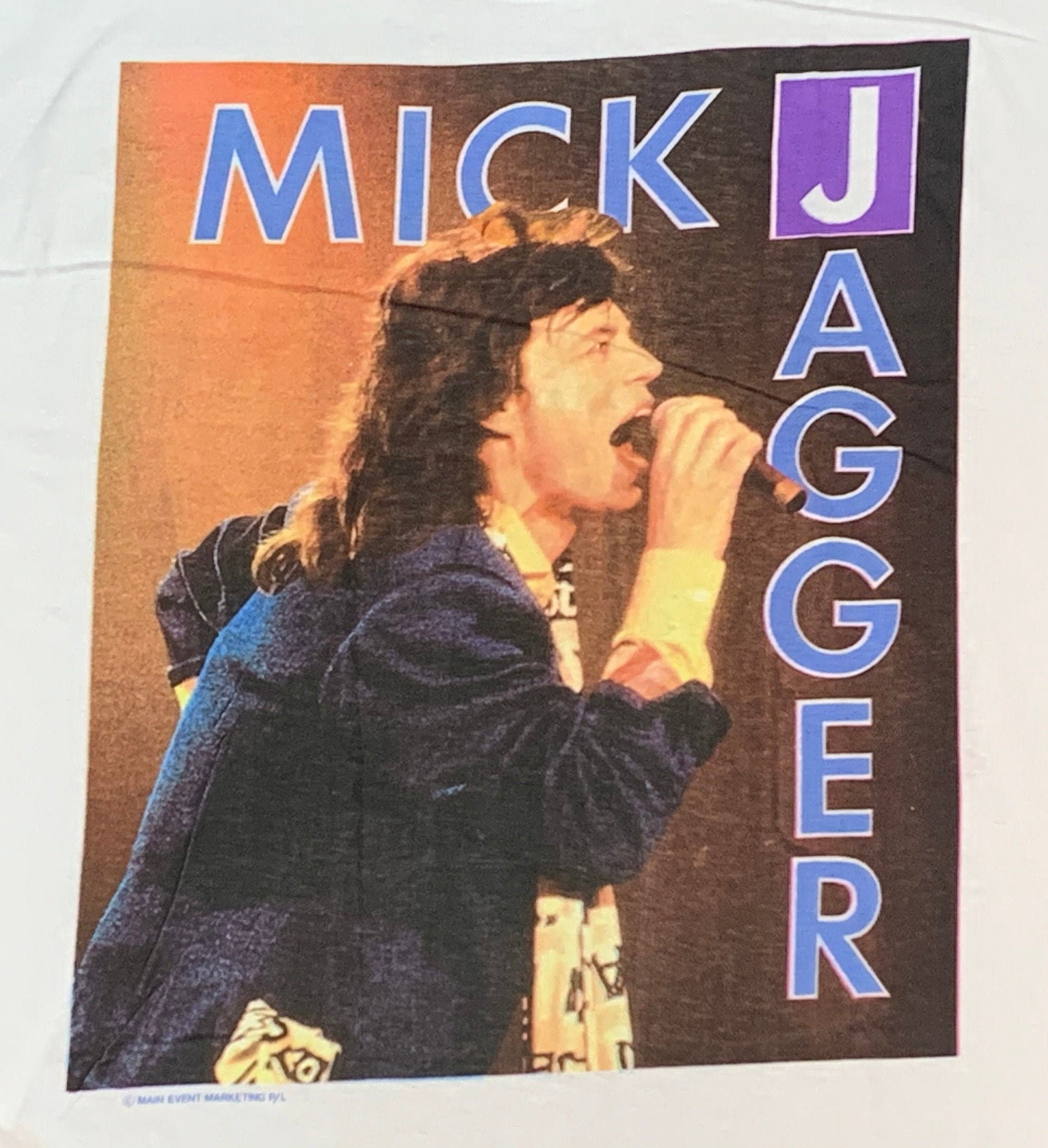 L * nos vtg 80s 1988 Mick Jagger australia tour t shirt * concert