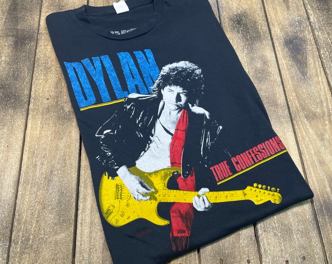 S vintage 1986 Bob Dylan / Tom Petty true confessions tour t shirt * 80s concert 2.177