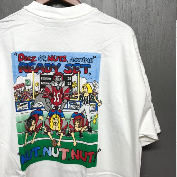 XL Nos Vintage 90s 1995 Deez Nuts Football T Shirt * Comic Rap Big