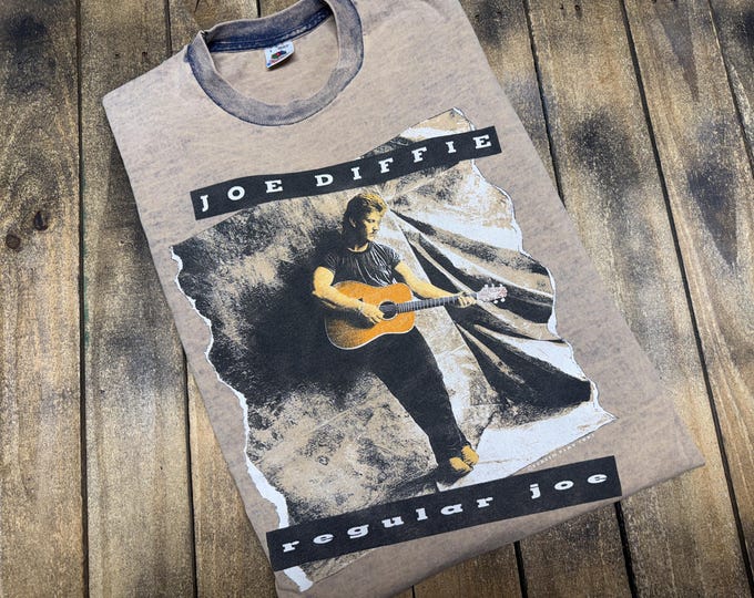 L * vintage 1991 Joe Diffie regular joe acid wash t shirt * 90s tour country music