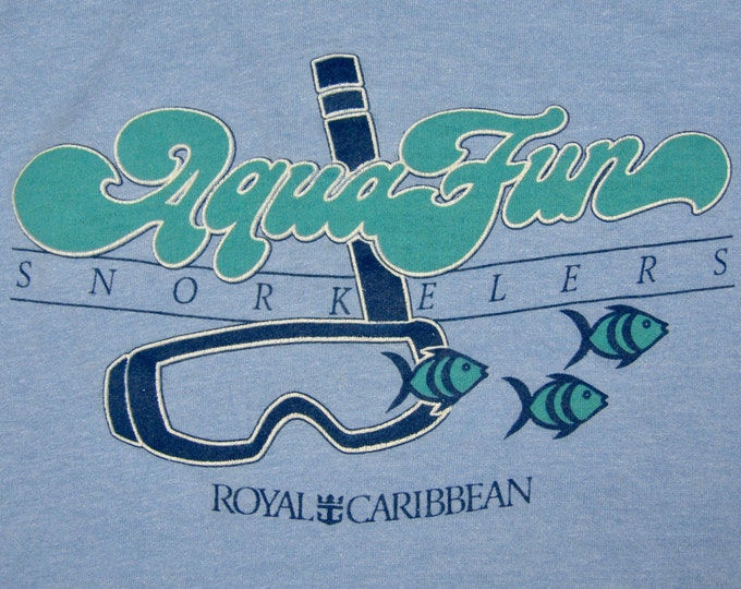 M/L * thin vtg 80s Snorkle Aqua Fun Royal Caribbean cruise screen stars t shirt * 11.148