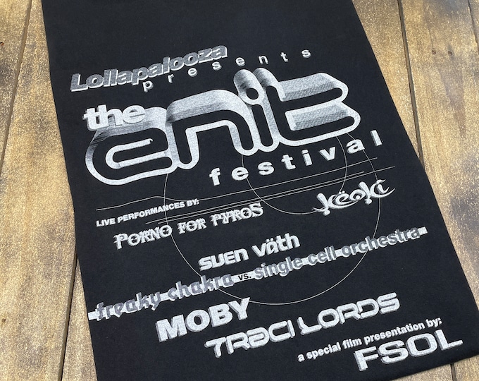 XL * vintage 90s ENIT FESTIVAL rave t shirt Keoki traci lords Moby sven vath Lollapalooza porno for pyros dj tour