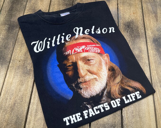 L * vintage Willie Nelson book t shirt * the facts of life and other dirty jokes tour country music