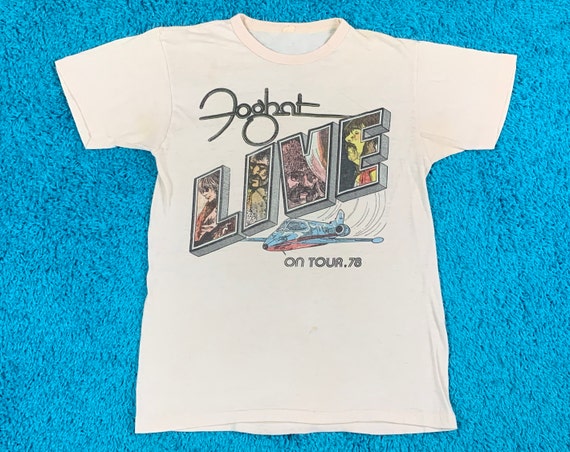 S * thin vtg 70s 1978 FOGHAT live tour t shirt * … - image 2