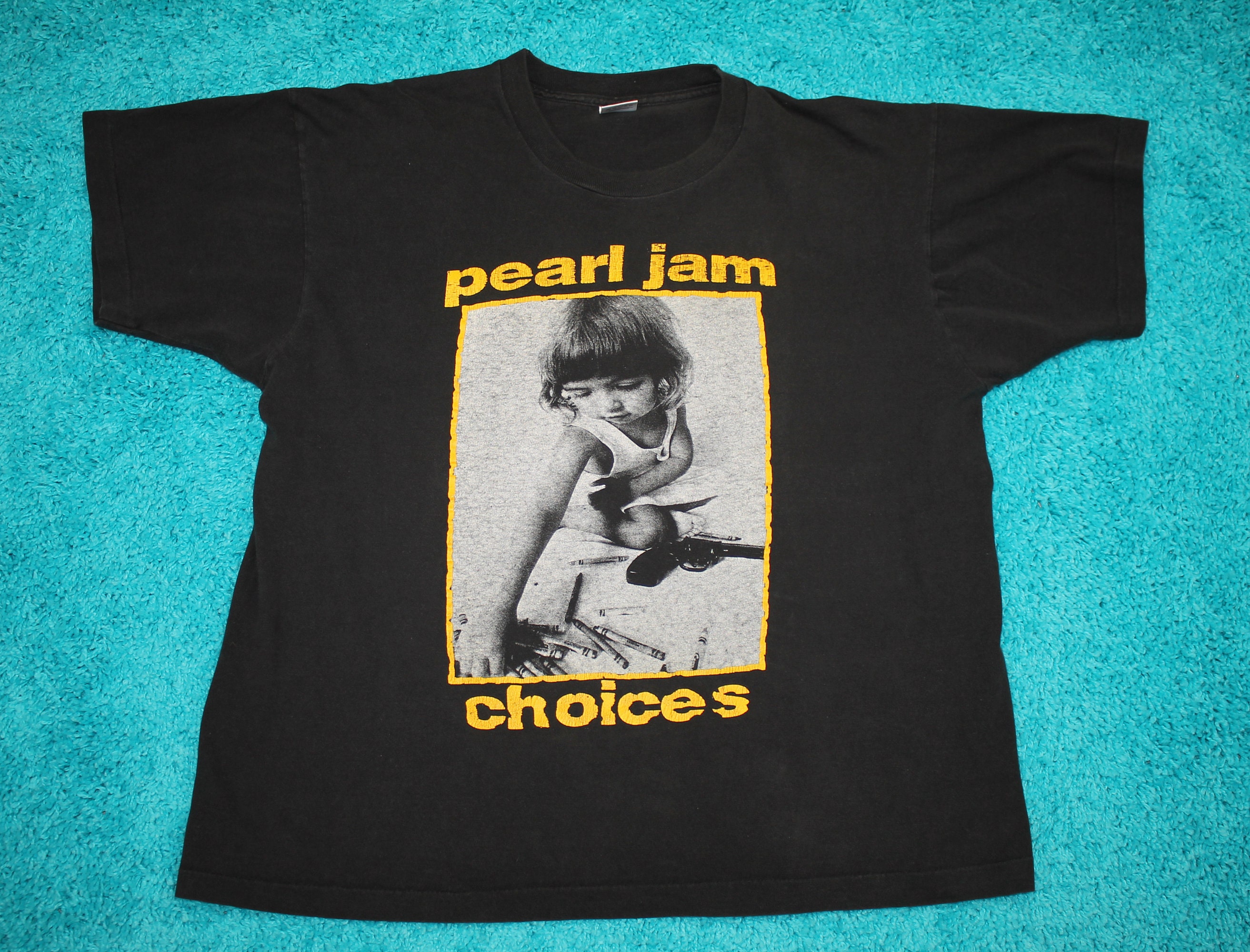 XL * vtg 90s 1992 PEARL JAM Choices crayons to guns t shirt * 43.155