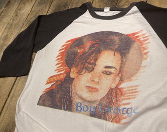 S * vintage 80s Boy George Culture Club raglan t shirt * tour 13.173