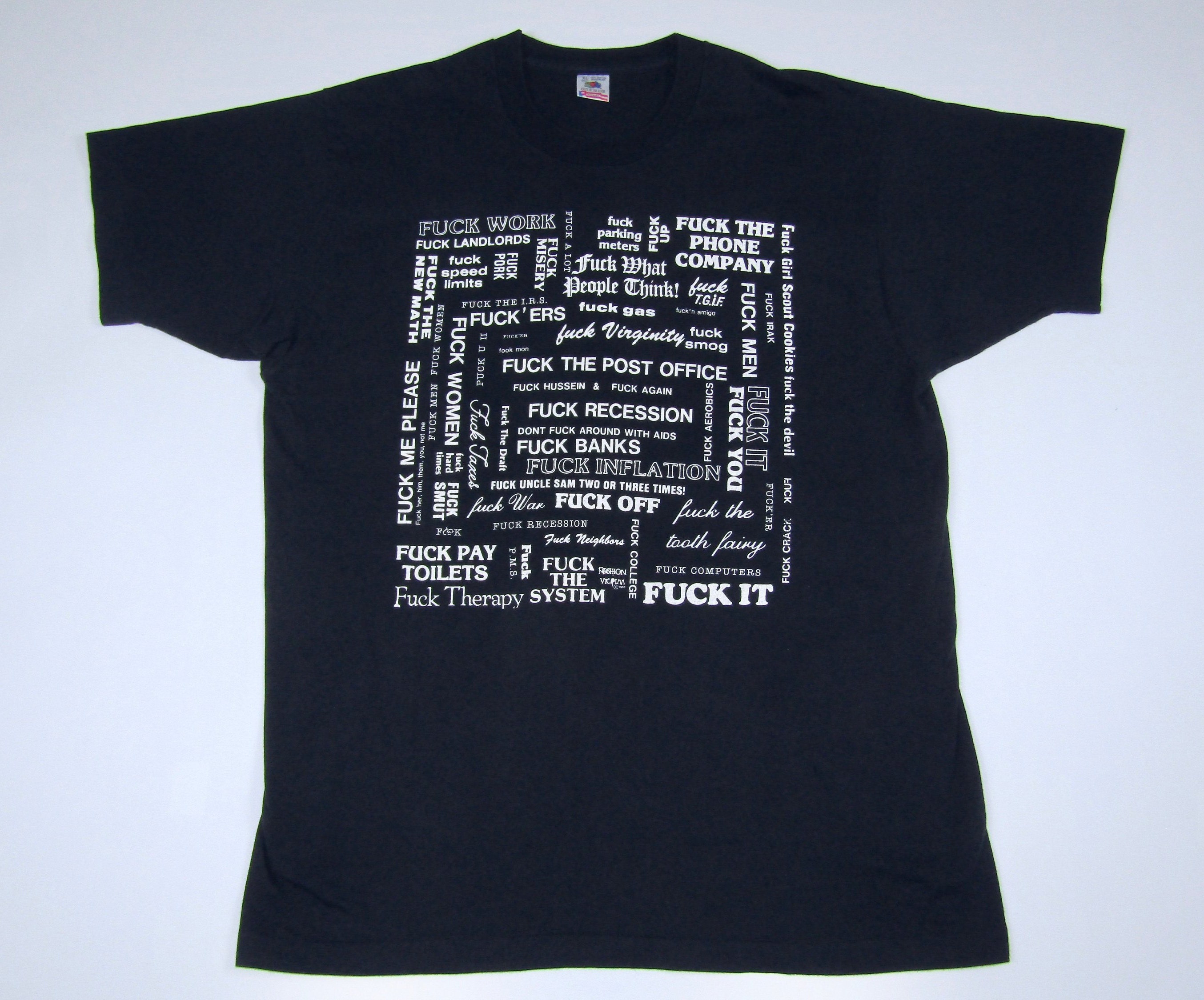 XL * vtg 90s 1991 Fashion Victim FUCK t shirt * 13.160