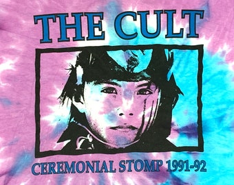 XL * thin vtg 90s 1991 The Cult ceremony tie dye lot tour t shirt * 30.163