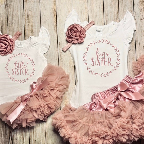 Little Sister and Big Sister Matching Outfits - Mauve Color - Sibling Set