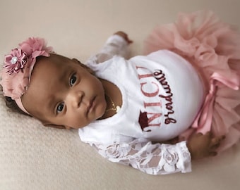 Baby Girl NICU Graduate Outfit: Lace Bodysuit & Pink Tutu