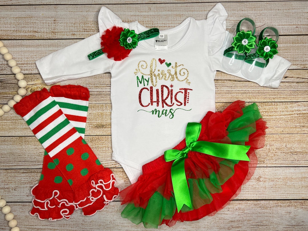 Baby Girl My First Christmas Outfit Tutu Bloomer Set Etsy — free download