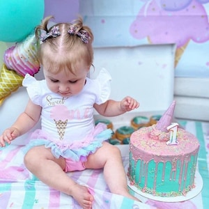 Baby Girls First Birthday, Sweet One, One Sweet Birthday, Ice Cream Birthday, Sweet One Theme, Pink and Lavander,lavander and Aqua