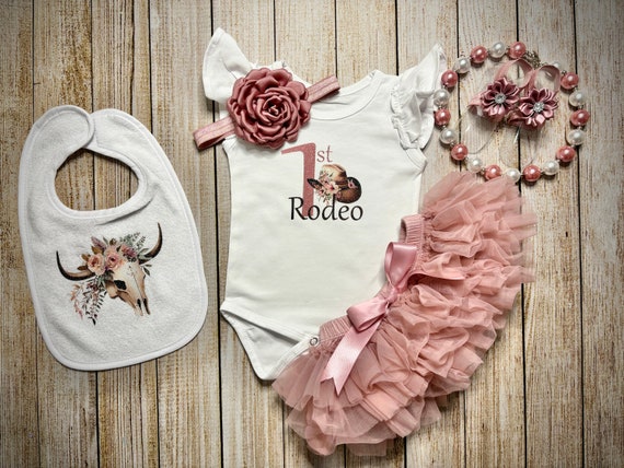 Baby Girl 1st Rodeo First Birthday Western Theme Outfit Dusty Pink Tutu Boho Western Theme Outfit Cowgirl Western 1st Birthday Set Etsy
