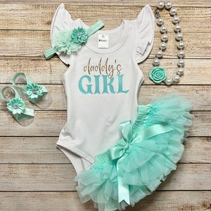 Baby Girl Gifts For Dad, Baby Girl Fathers Day Outfit, Daddy&#39;s Girl Bodysuit , Aqua Mint Tutu Outfit, Daddy&#39;s Girl Shirt, Baby Shower Gift