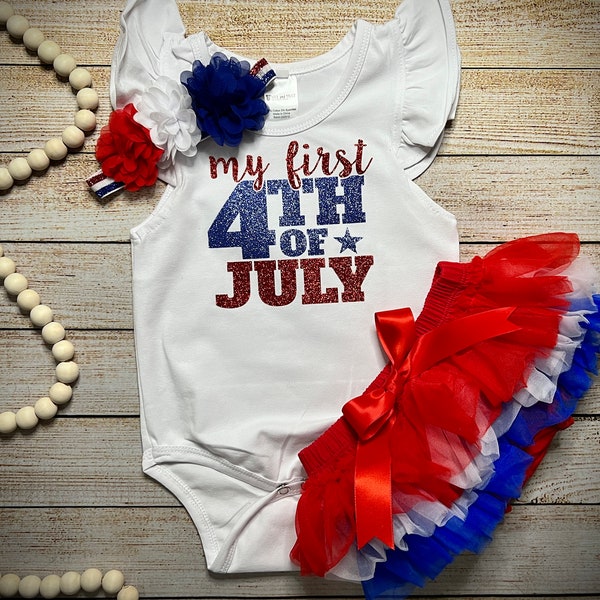 Baby Girl 4Th Of July Outfit, Red White Blue, Patriotic Baby Outfit,  Patriotic Romper, 4Th Of July Baby Girl Romper, All American Baby