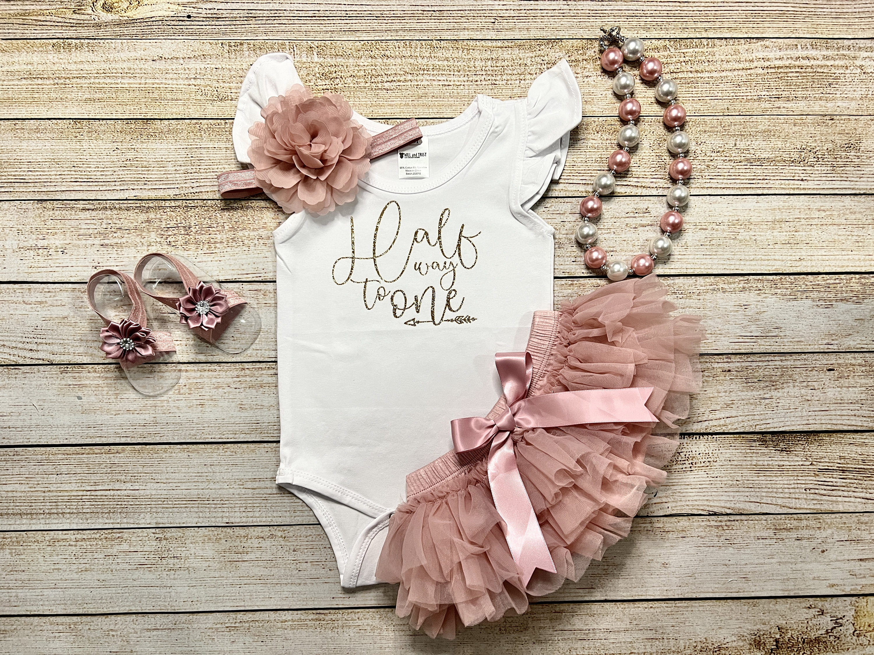 half birthday tutu dress Half Way To One Baby Girl Birthday Tutu Romper main image 0