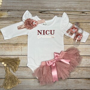 NICU Graduate Outfit: Baby Girl Tutu Set, Vintage Pink