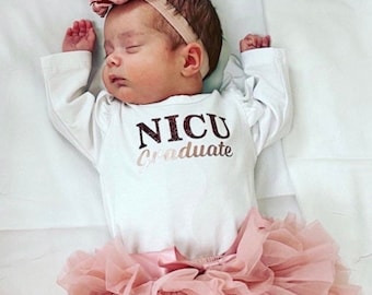 Baby Girl NICU Graduate Outfit: Dusty Pink Tutu, Burgundy Glitter
