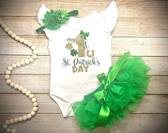 Baby Girl First St Patrick&#39;s Day Outfit, My first St. Patrick&#39;s Day, 1st St Patricks Day outfit,Baby girl St Patrick&#39;s day outfit, shamrock