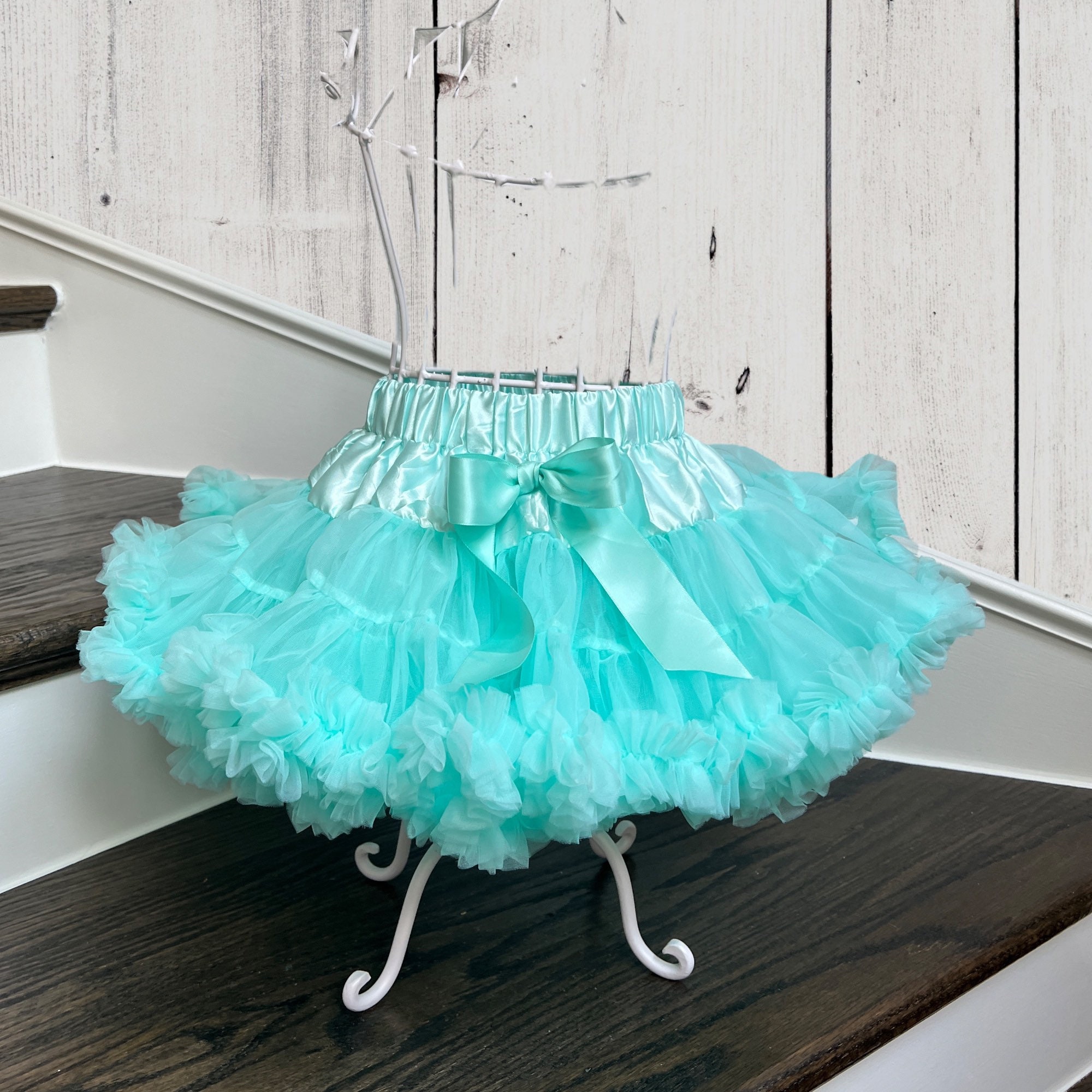Adult Tutu Long Tulle Skirt Aqua Green Tiered Tulle Skirt, Ombre