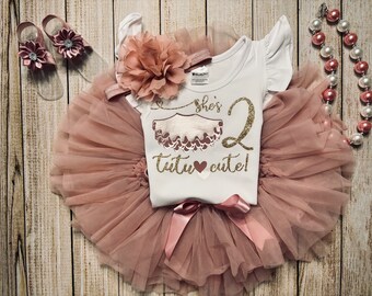 Second Birthday Outfit Girl - Dusty Pink "Tutu Cute" Bodysuit & Tutu