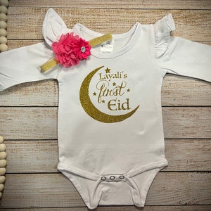 Baby girl eid, My first Eid Top with Fuchsia Tutu Bloomer and optional Headband, First Ramadan, Eid Gifts, Eid Mubarak, Eid al-Fitr image 6