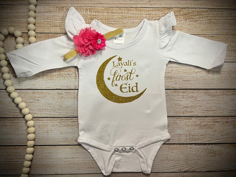 Baby girl eid, My first Eid Top with Fuchsia Tutu Bloomer and optional Headband, First Ramadan, Eid Gifts, Eid Mubarak, Eid al-Fitr image 6