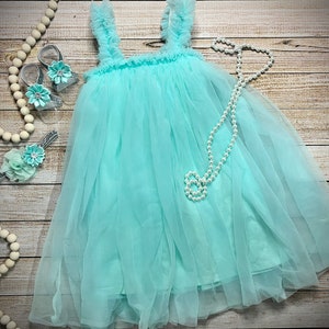 Baby Girl Aqua Mint Baby and Toddler Tutu Dress, Tulle Birthday Dress, Flower Girl Dress, Summer Dress, Cake Smash Dress, Half Birthday
