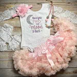 Baby Girl 2nd Birthday, 2nd Birthday Girl, TWO the moon and back, 2nd Birthday, Celestial Birthday, Glitter Pink and Purple, Silver Glitter